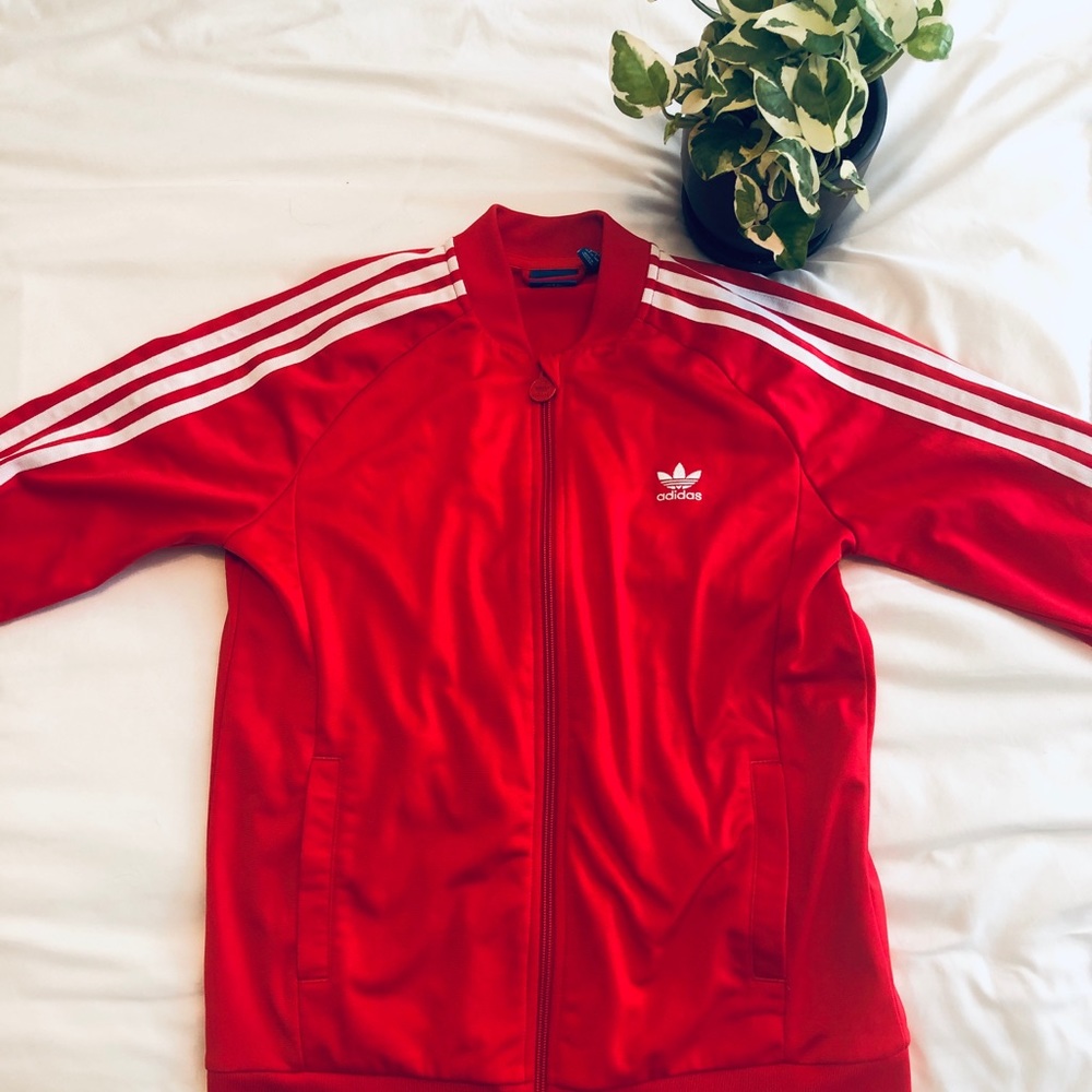 ADIDAS red zip up sweater💞